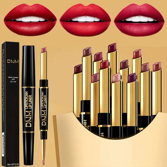 Double-Ended Non-Stick Cup Long Lasting Lipstick Lip Liner High Pigmented Waterproof Valentine'S Day Gifts